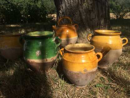 Collection of 19th c Provençal French confit pots