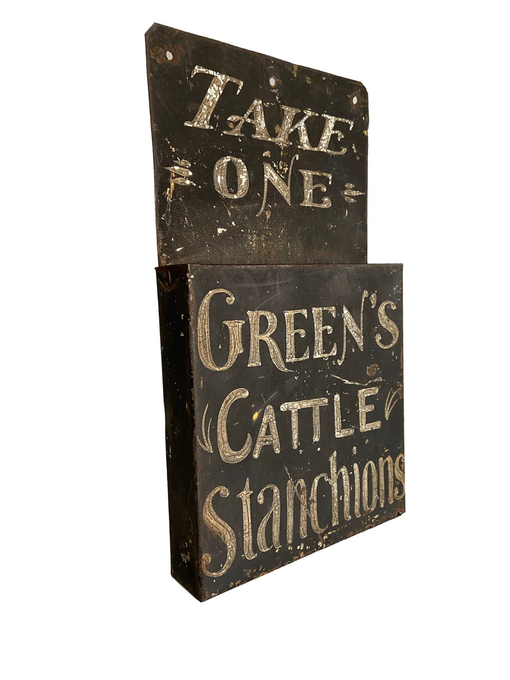 A rare early 20th c American tole leaflet holder in untouched condition