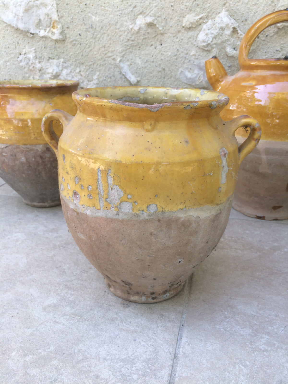 Collection of 19th c Provençal French confit pots