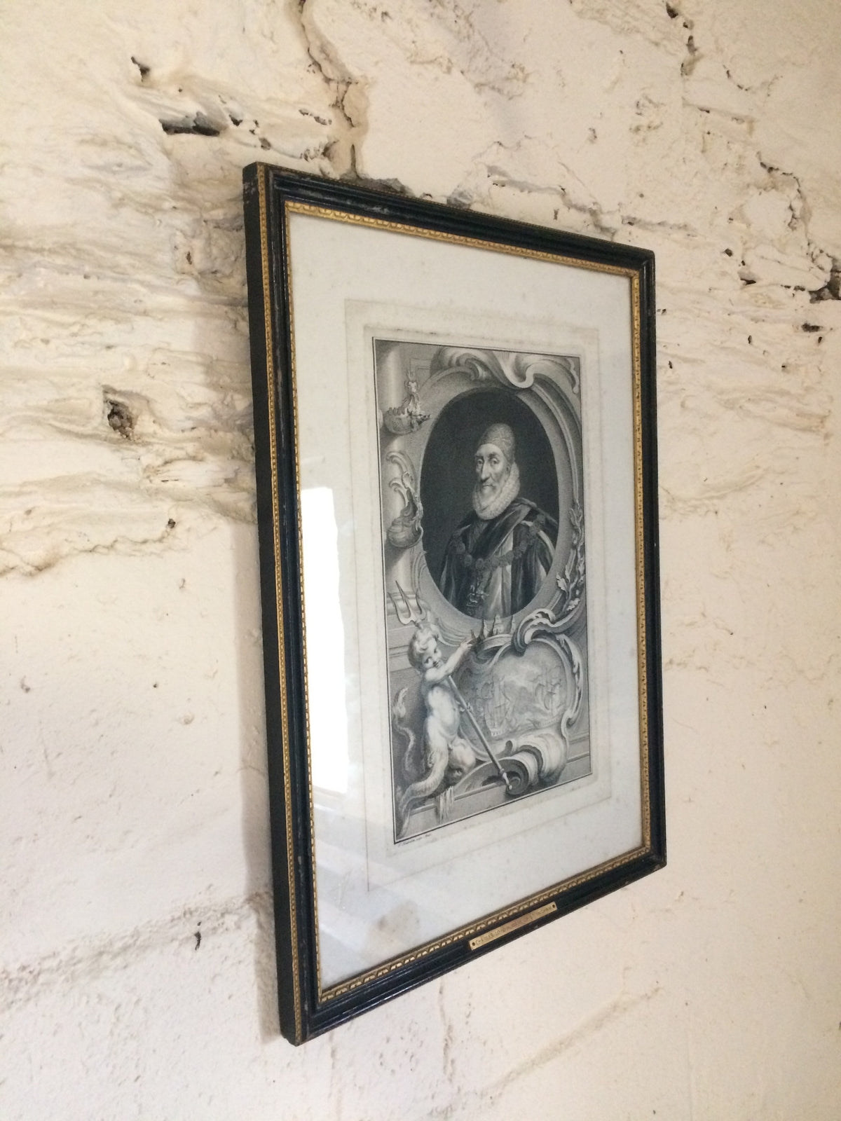 A rare proof before title engraving of 1st Earl of Nottingham from Tusmore House in 4th Earl of Effingham's collection