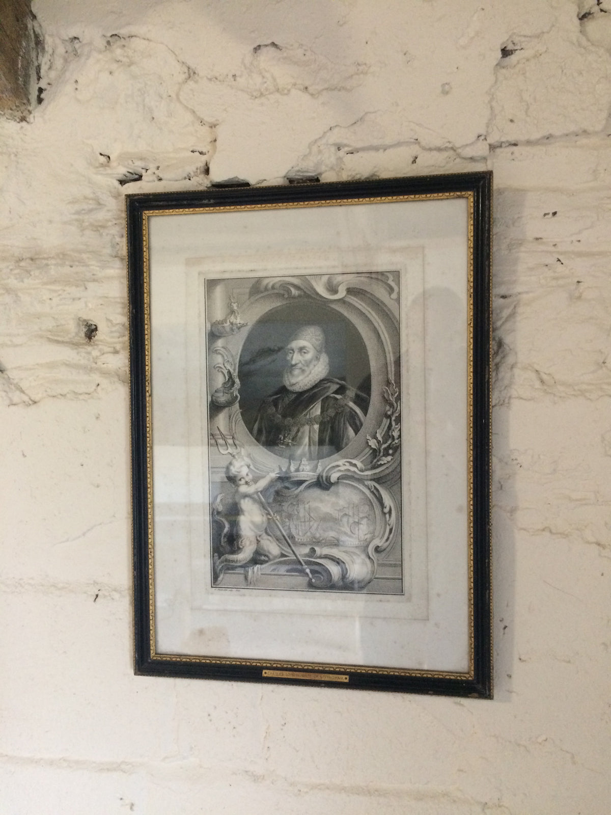 A rare proof before title engraving of 1st Earl of Nottingham from Tusmore House in 4th Earl of Effingham's collection