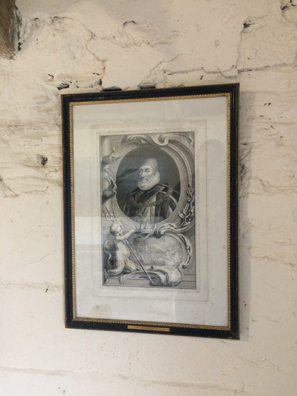 A rare proof before title engraving of 1st Earl of Nottingham from Tusmore House in 4th Earl of Effingham's collection