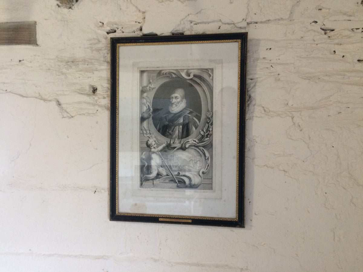 A rare proof before title engraving of 1st Earl of Nottingham from Tusmore House in 4th Earl of Effingham's collection
