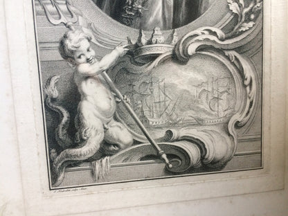 A rare proof before title engraving of 1st Earl of Nottingham from Tusmore House in 4th Earl of Effingham's collection