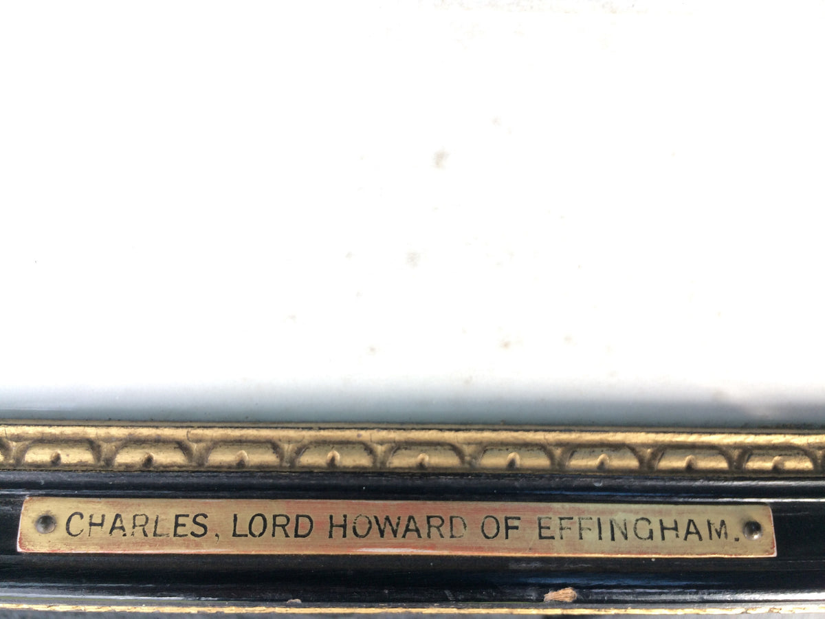 A rare proof before title engraving of 1st Earl of Nottingham from Tusmore House in 4th Earl of Effingham's collection