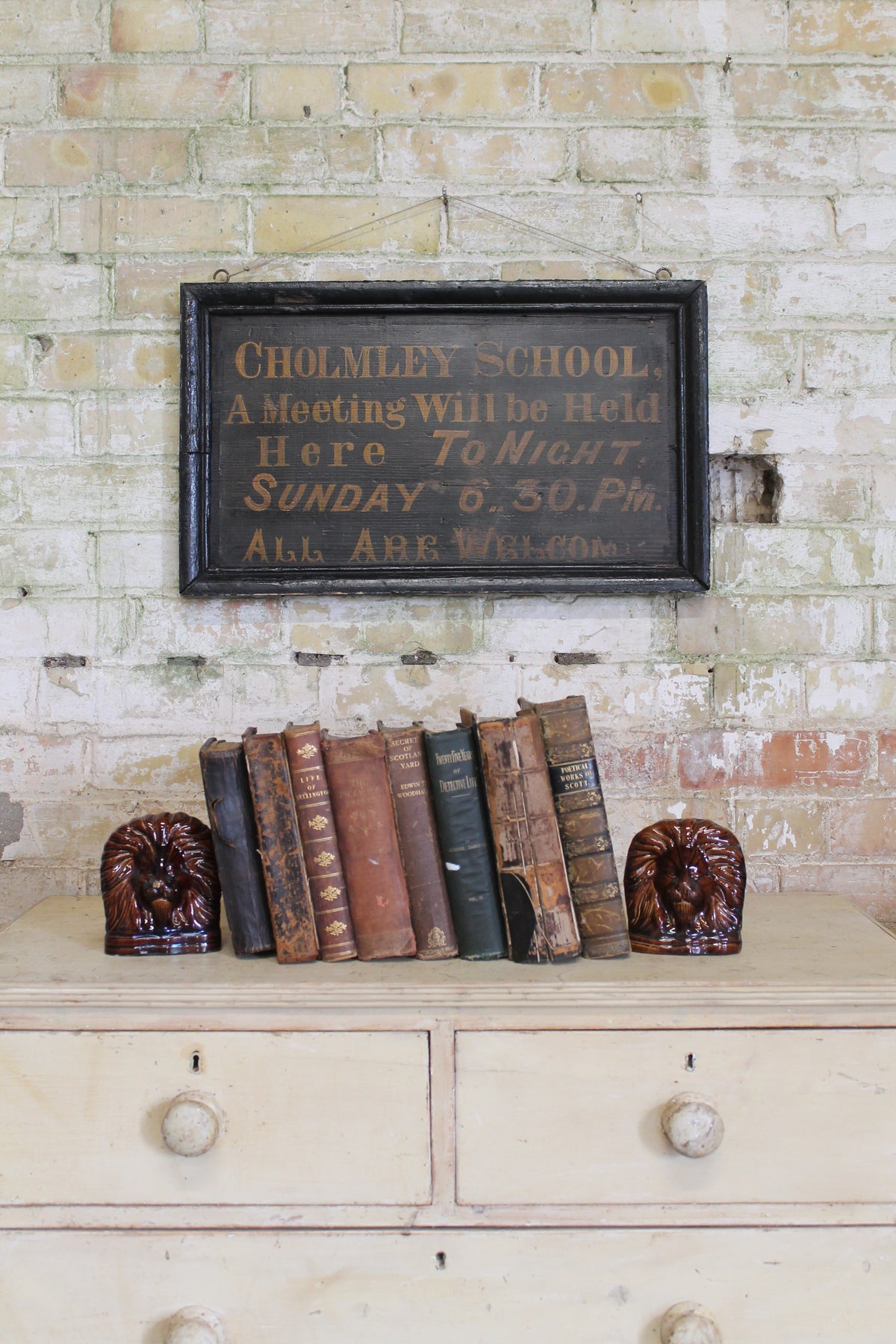 19th century Cholmley School sign, Whitby