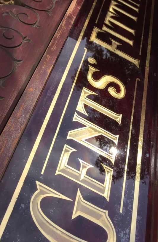 Victorian shop fitting room glass sign