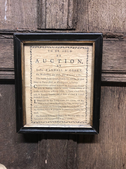 George III auctioneer's handbill