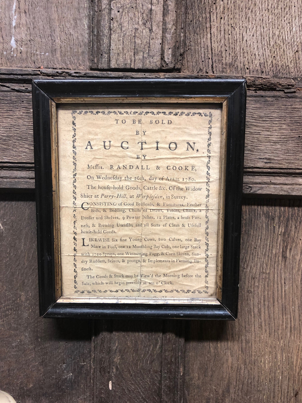 George III auctioneer's handbill