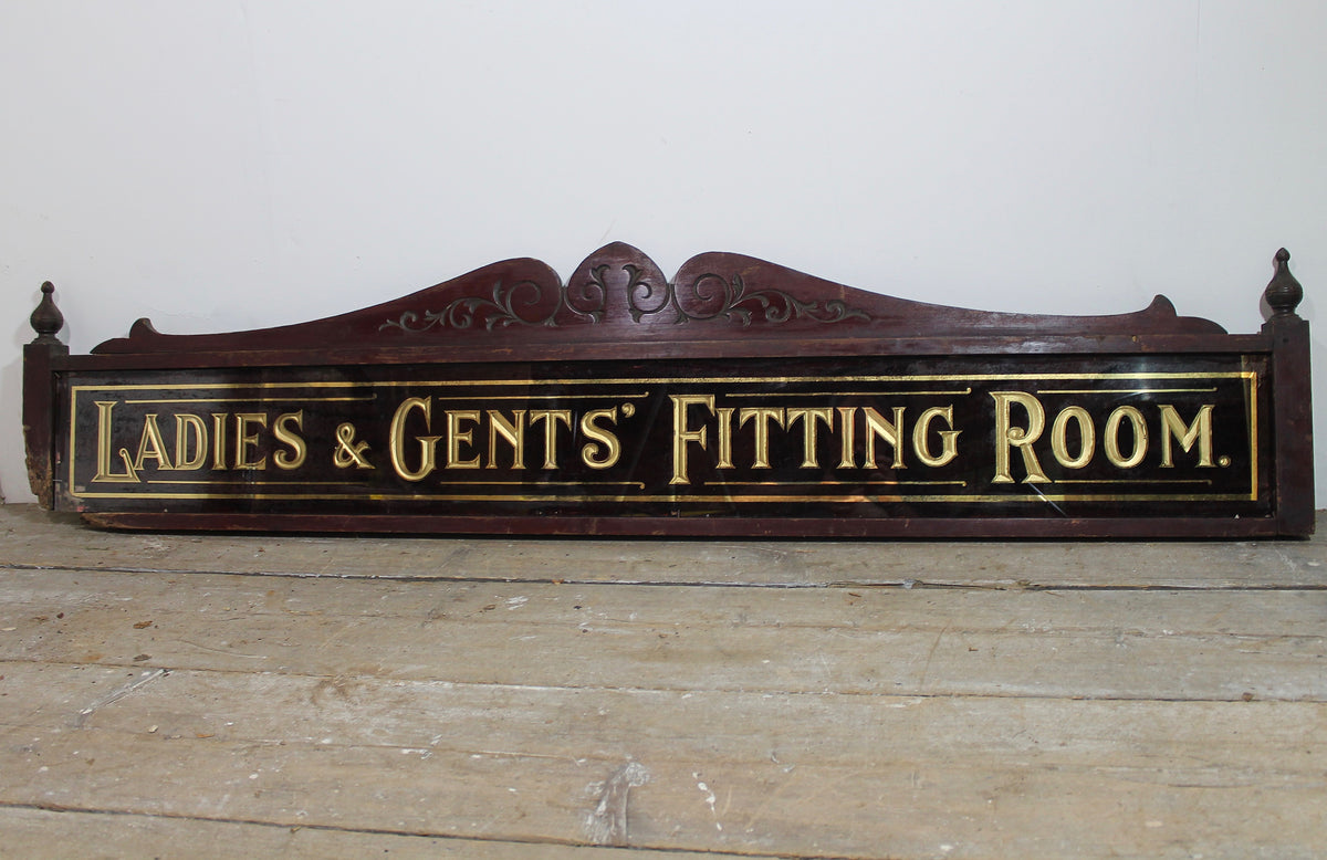 Victorian shop fitting room glass sign