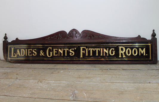 Victorian shop fitting room glass sign