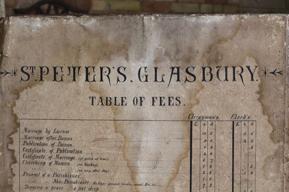 19th century church table of fees