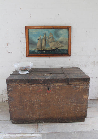 Primitive study of a ship, oil on canvas