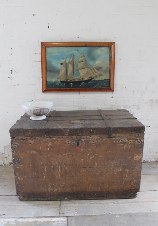 Primitive study of a ship, oil on canvas