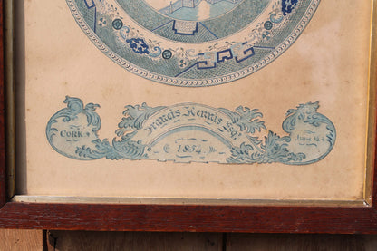 A very fine Irish watercolour study of a willow pattern plate, Cork, 1854