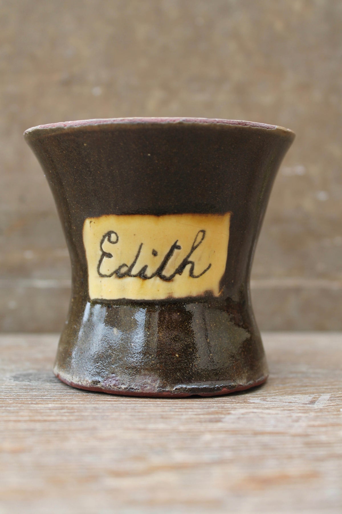 Slipware mug by Isaac Button of Halifax - Edith