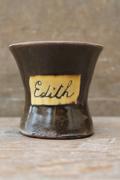 Slipware mug by Isaac Button of Halifax - Edith