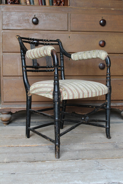 Reserved - Regency faux bamboo chair c. 1825