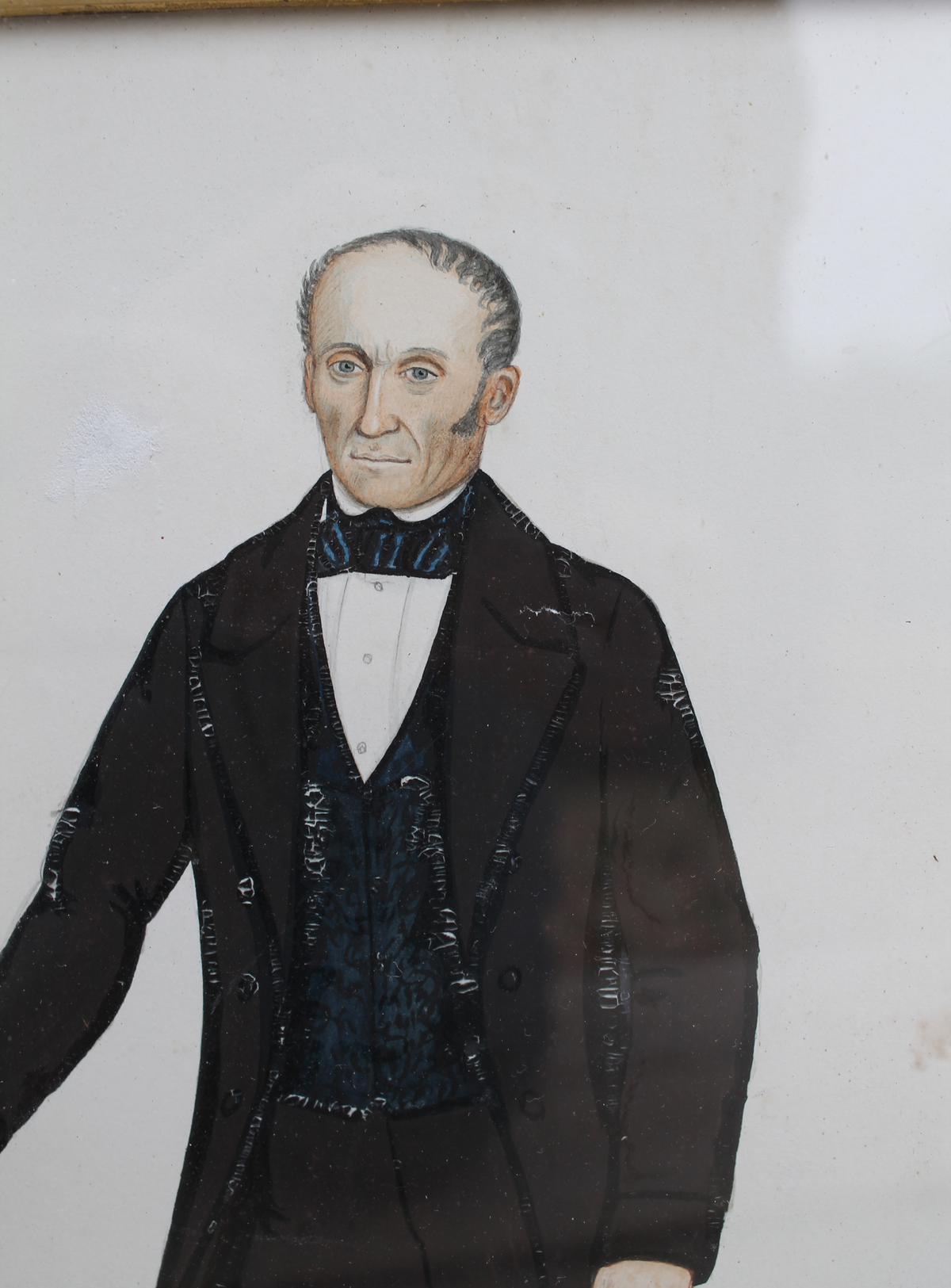 Mid 19th c American folk art portrait of John Gilligan of Kentucky