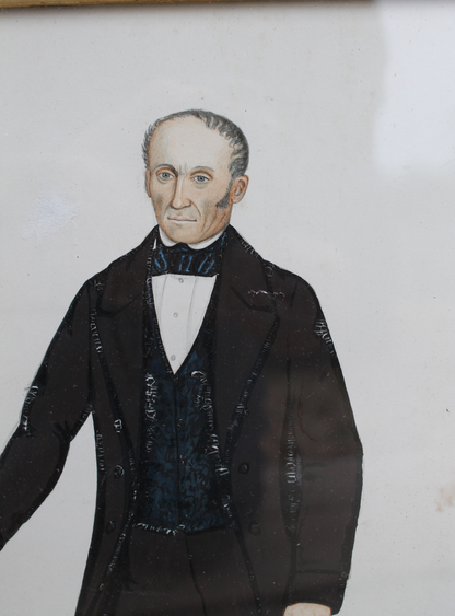 Mid 19th c American folk art portrait of John Gilligan of Kentucky