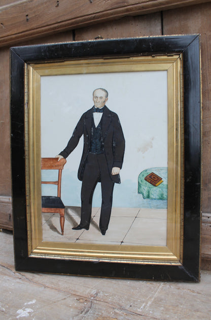 Mid 19th c American folk art portrait of John Gilligan of Kentucky