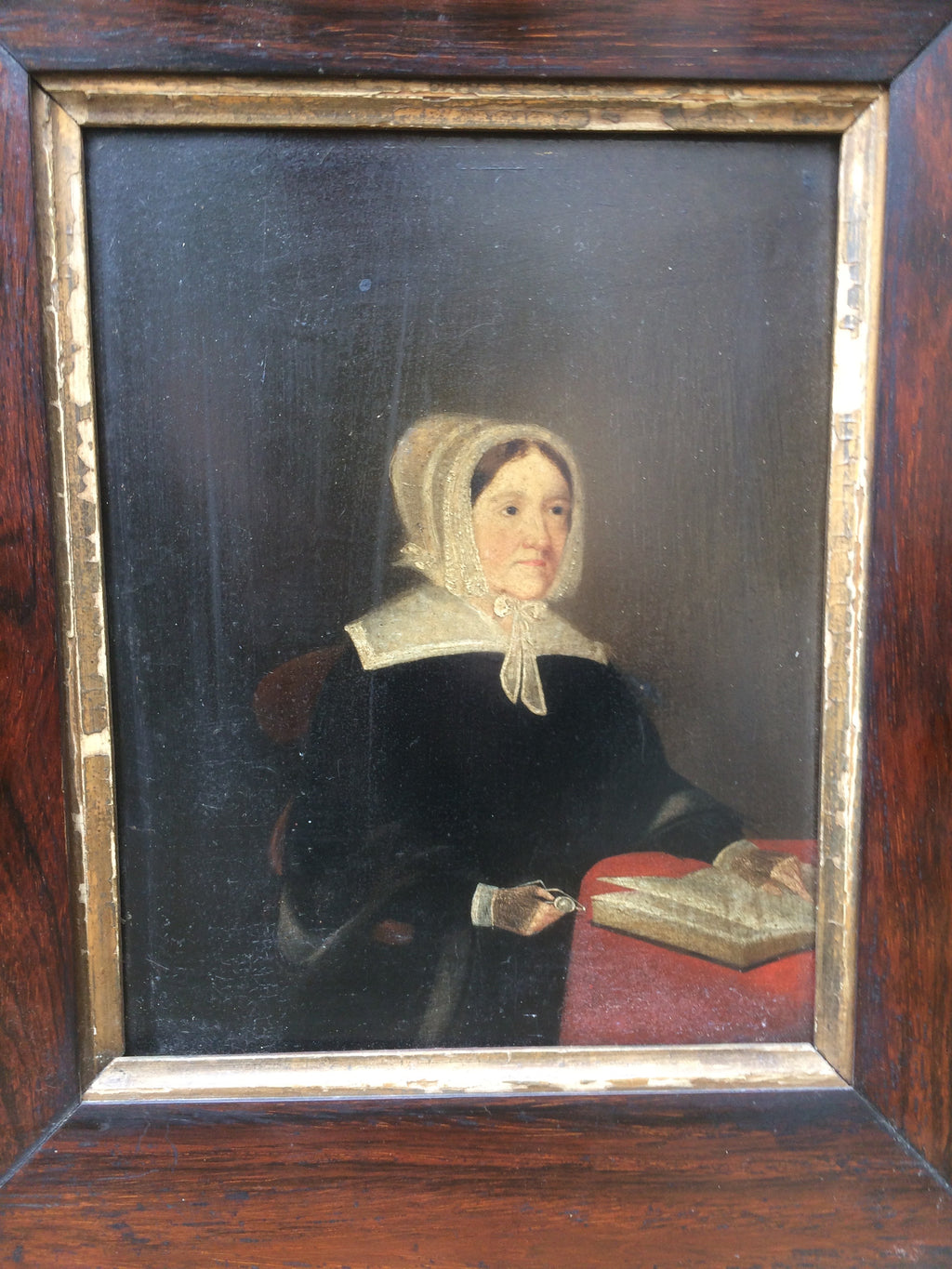 Welsh school, oil on board, portrait of a lady c. 1840