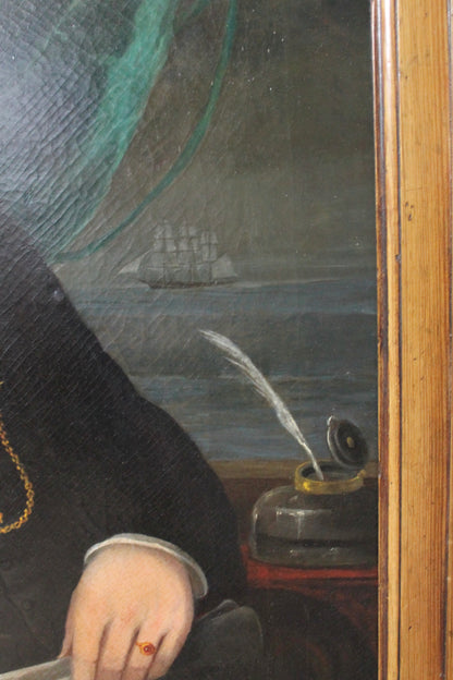 A large pair of portraits of a ship's captain and his wife