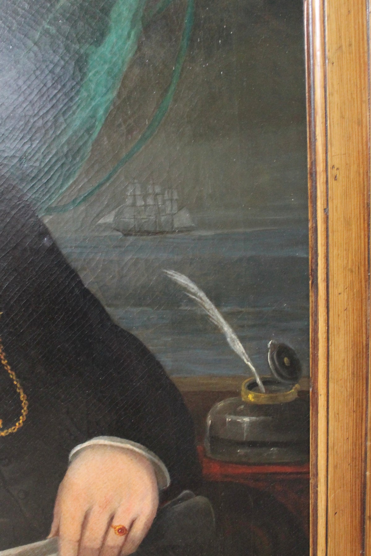A large pair of portraits of a ship's captain and his wife