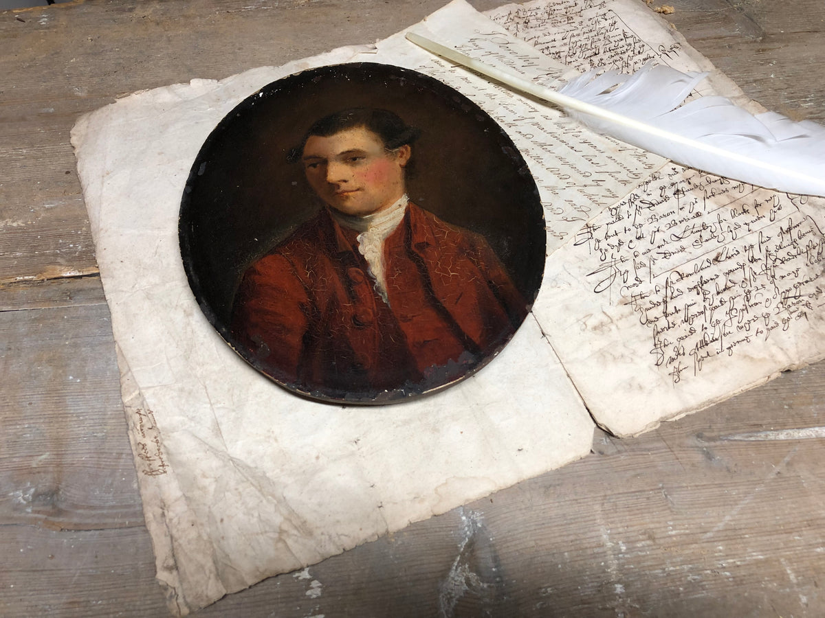 Mid 18th c portrait of a bewigged gentleman