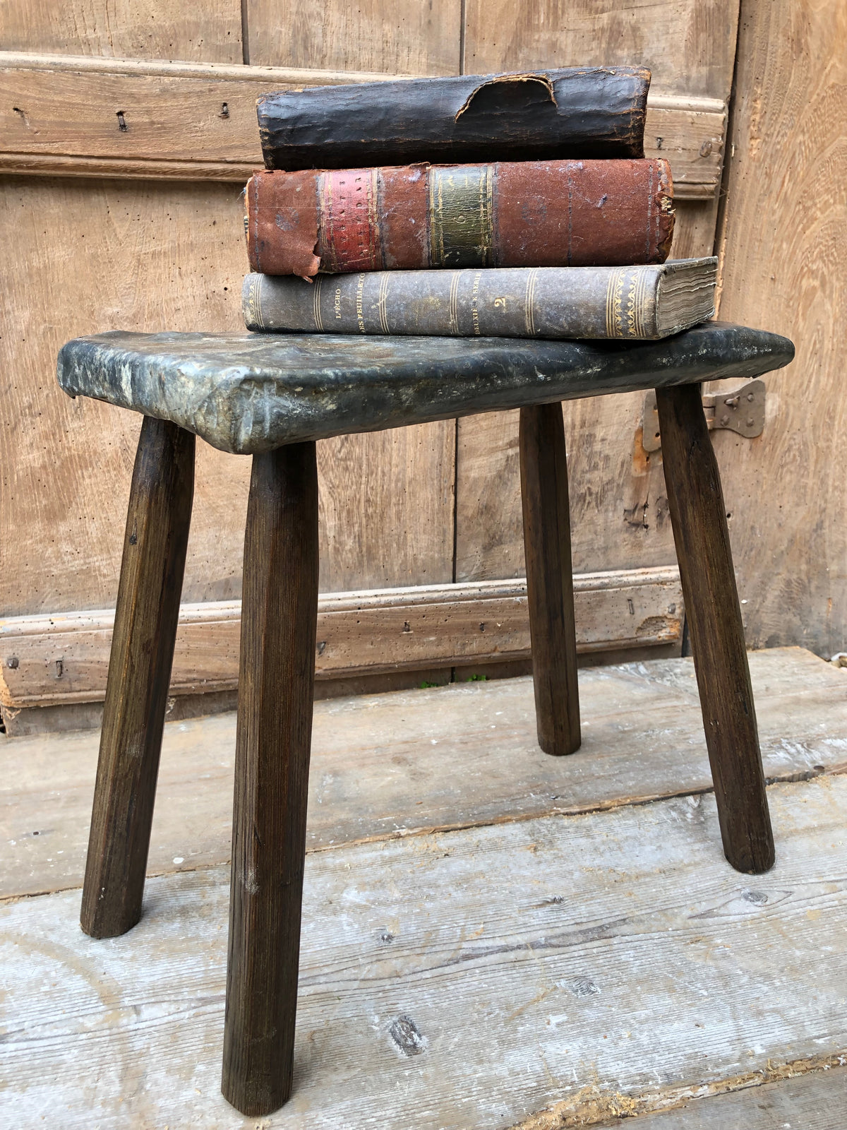 Unusual lead topped 19th century stool