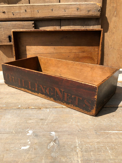 A rare Victorian quilling storage box in the original paint
