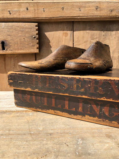 A rare Victorian quilling storage box in the original paint