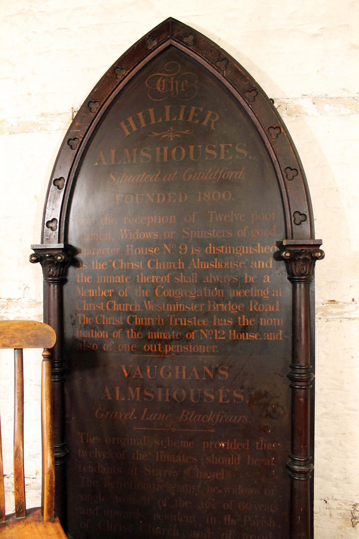 Large 19th century painted  Guildford and London almshouses sign