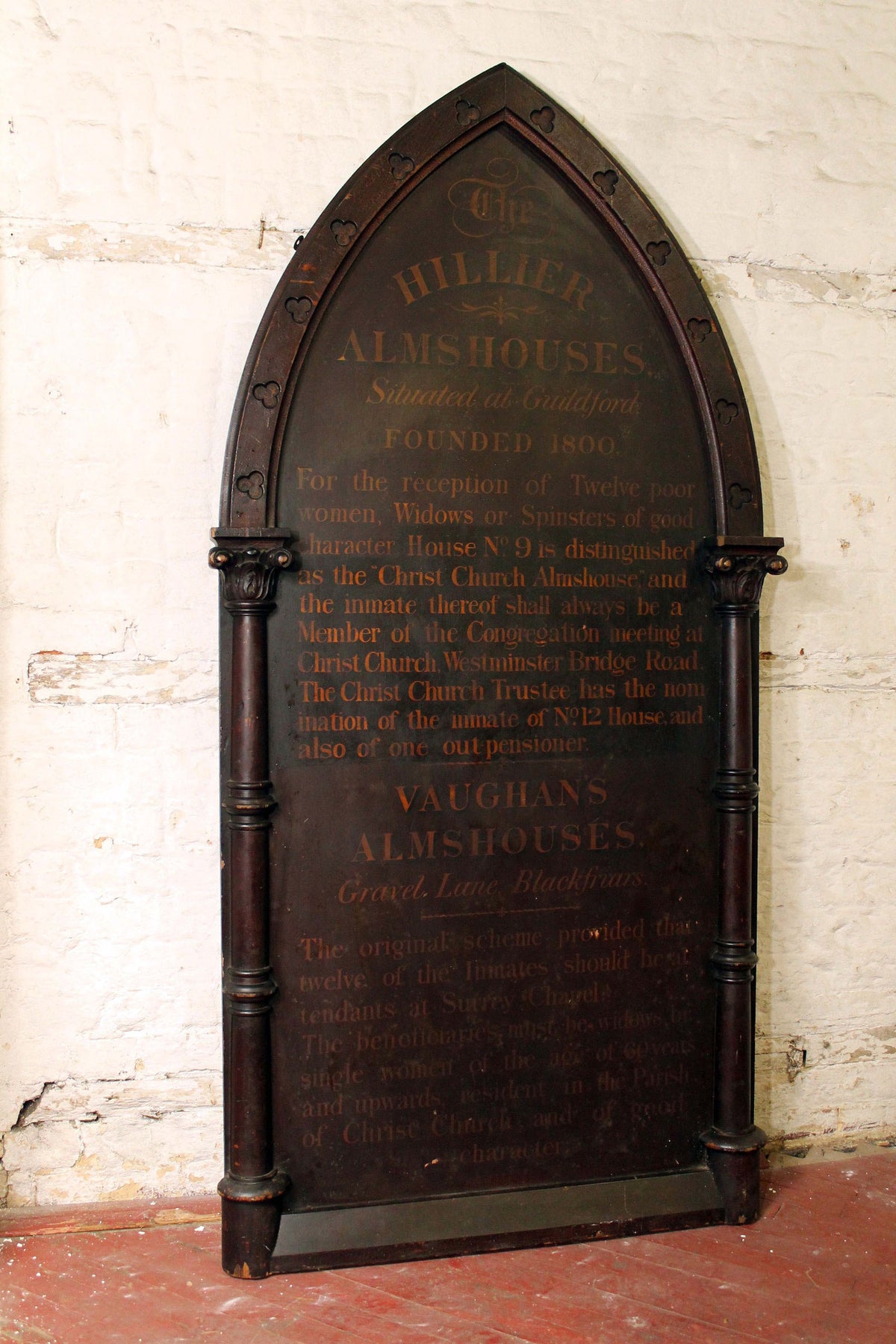 Large 19th century painted  Guildford and London almshouses sign