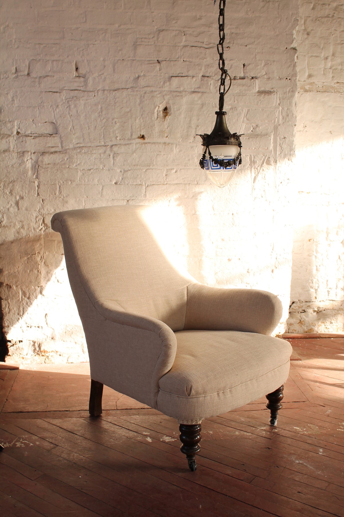 19th c armchair freshly re-upholstered