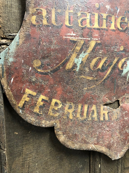 Unsual 19th century toleware sign for 4th Earl of Bradford