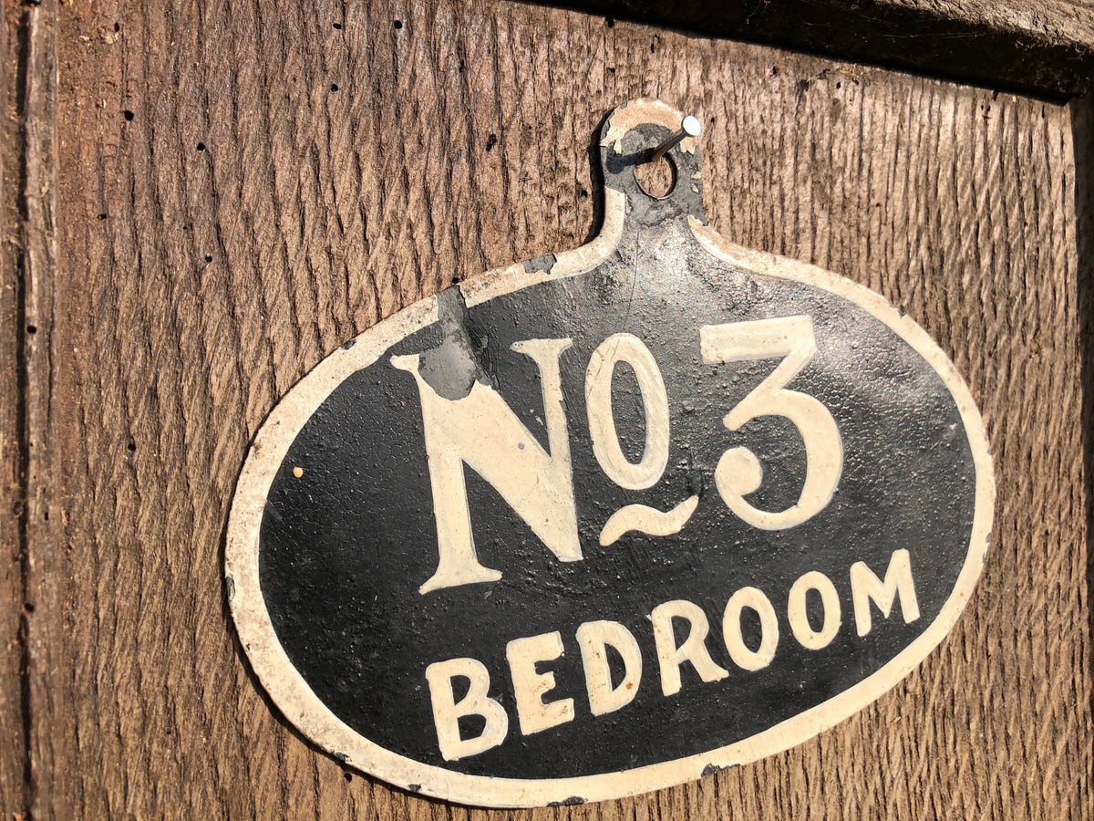 A set of five toleware country house servant's bell signs
