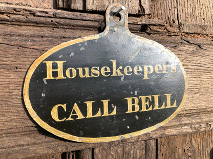A set of five toleware country house servant's bell signs