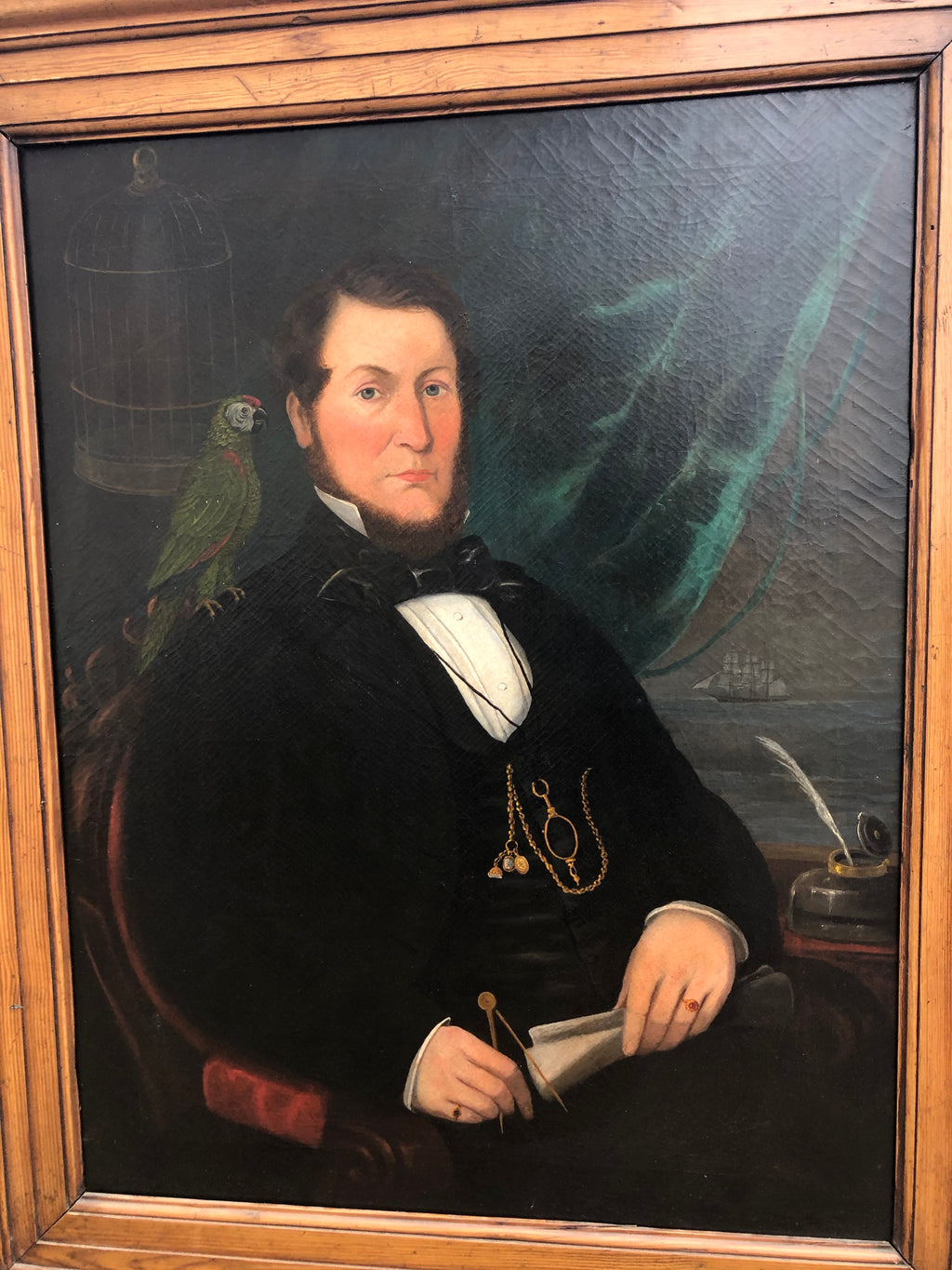 A large pair of portraits of a ship's captain and his wife
