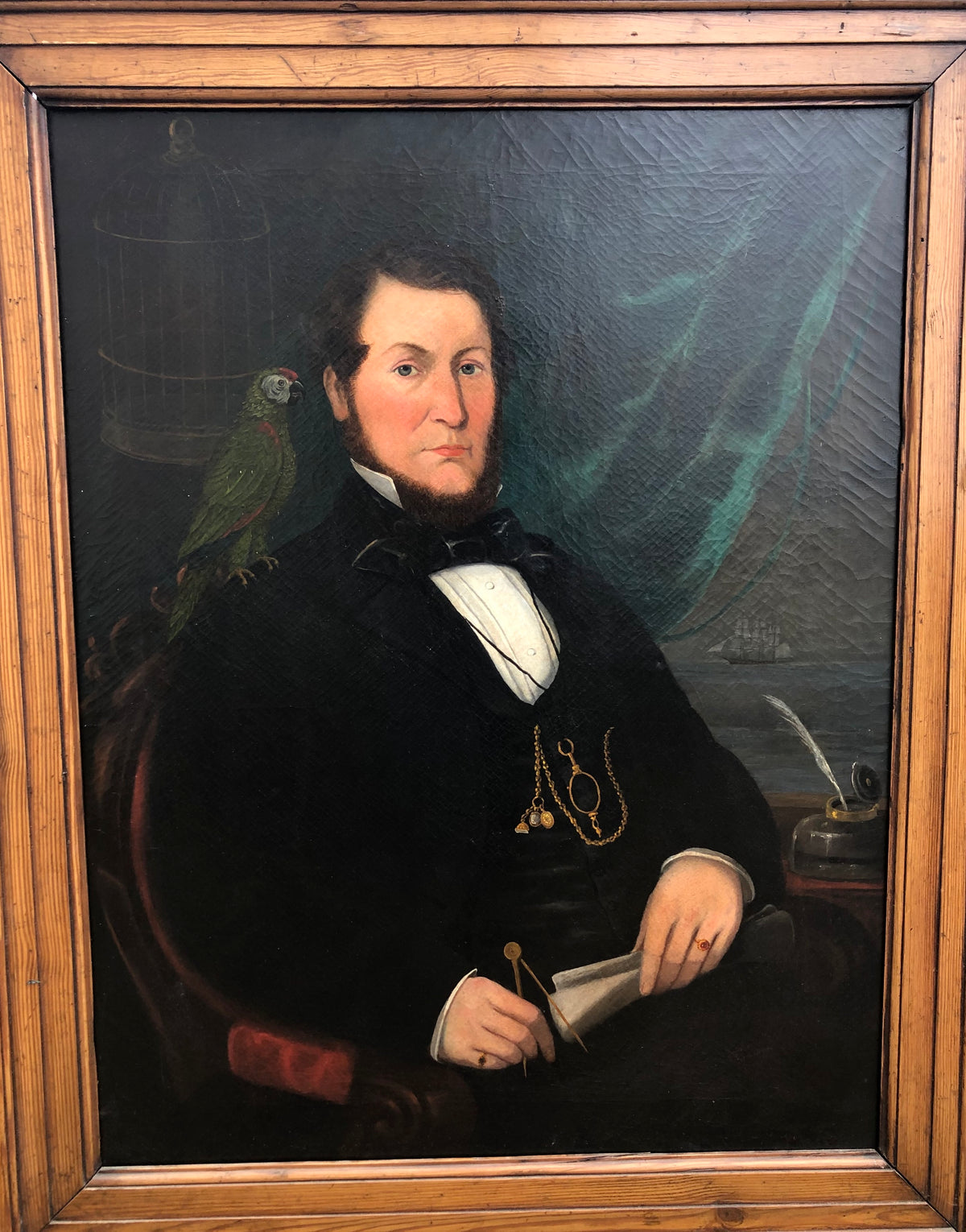 A large pair of portraits of a ship's captain and his wife
