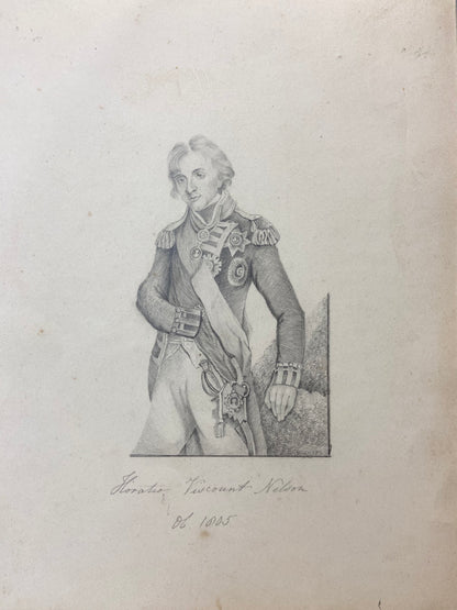 An original pencil drawing of Admiral Viscount Nelson, by William Thompson 20th December 1832