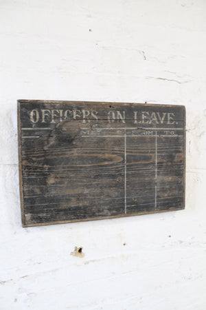 19th century wooden 'Officers on leave' painted police sign