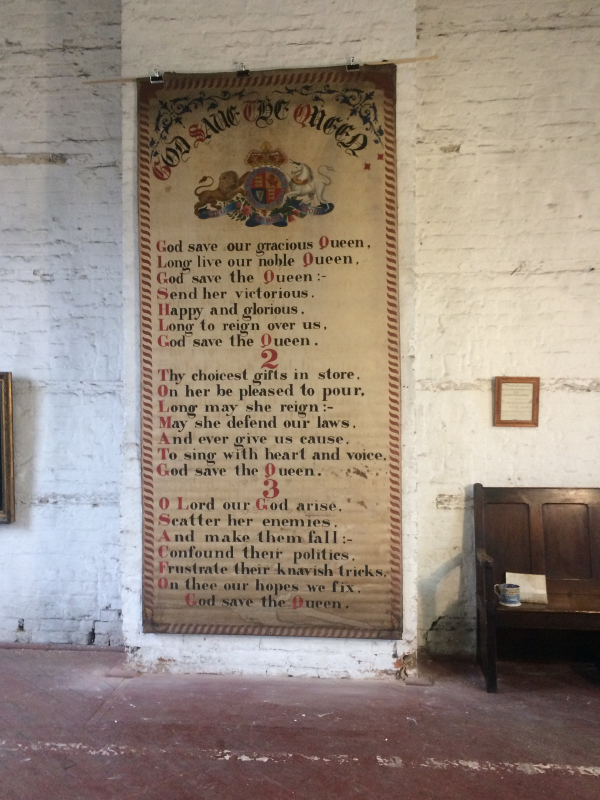 Rare and large 19th c painted banner of the national anthem 9 feet tall