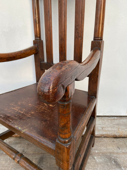 A large 17th c Scottish open arm chair from Braemar Castle