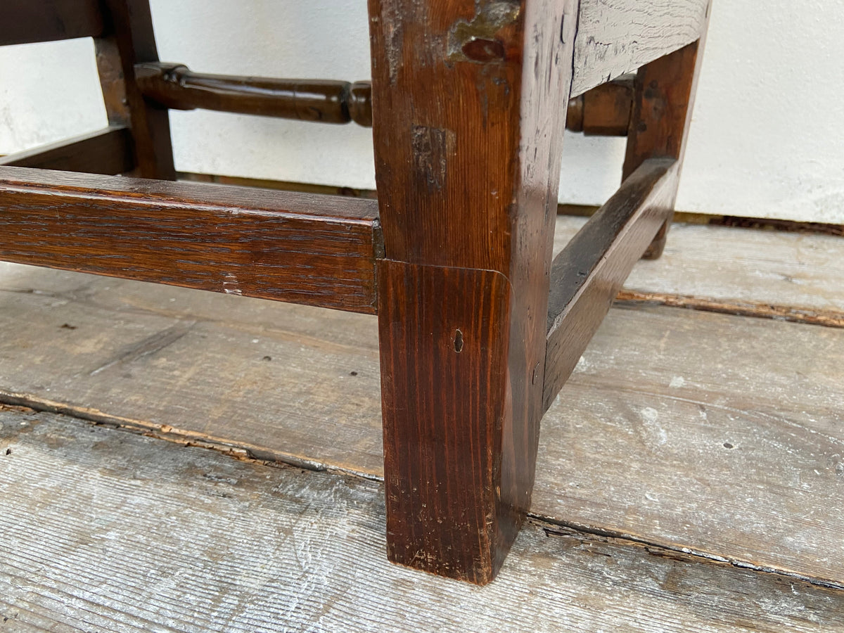 A large 17th c Scottish open arm chair from Braemar Castle