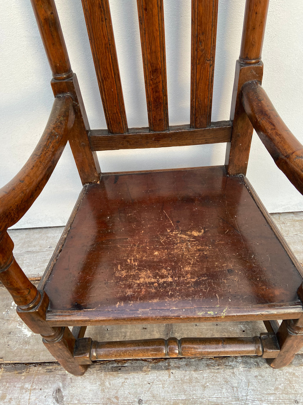 A large 17th c Scottish open arm chair from Braemar Castle