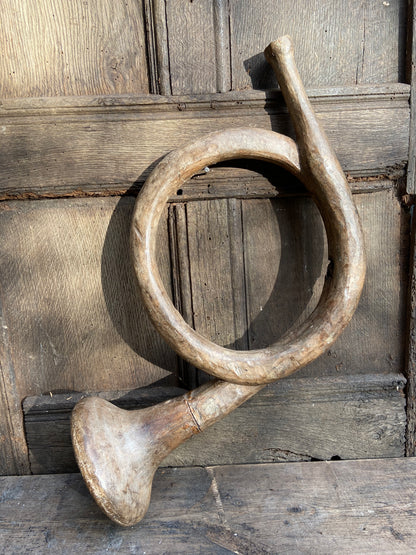 19th century sculptural wooden French horn