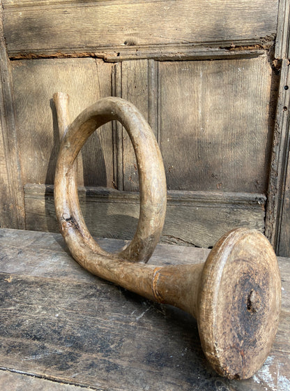 19th century sculptural wooden French horn