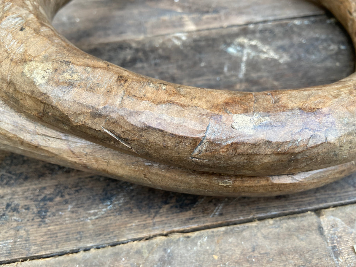 19th century sculptural wooden French horn