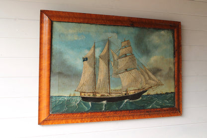 Primitive study of a ship, oil on canvas